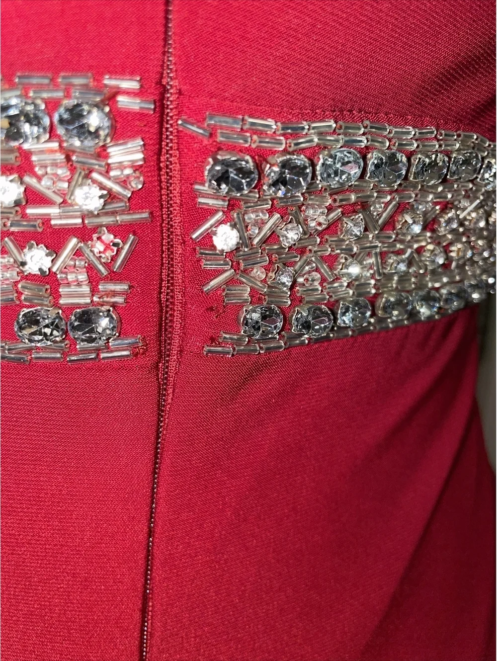 JS boutique Vintage Red Beaded Gown/Prom Dress Size 4